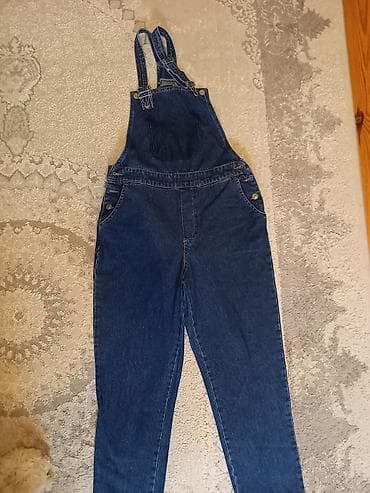 Qadınlar üçün denim kombinezon - Model: Klassik cins kombinezon, düz — 1