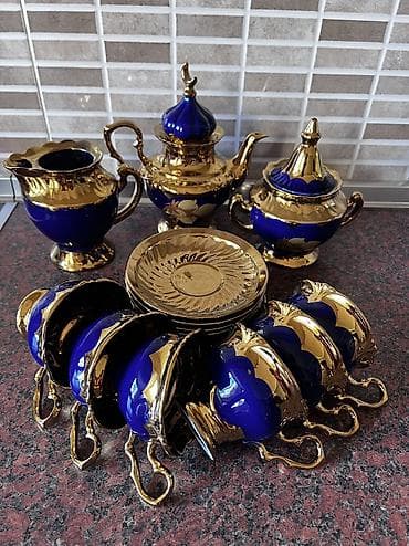 Fincanlar, rəng - Göy, Kobalt, 6 ədədli dəst, 250 ml, Çexiya — 1