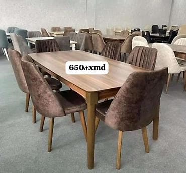 stul bar: Yemək otağı dəsti – masa və 6 ədəd stul - Dizayn: Sadə və modern — 1