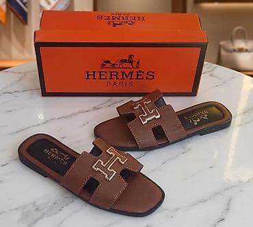 casual: Hermes Paris qadın slaydları – ikonik “H” detallı model - Dizayn — 2