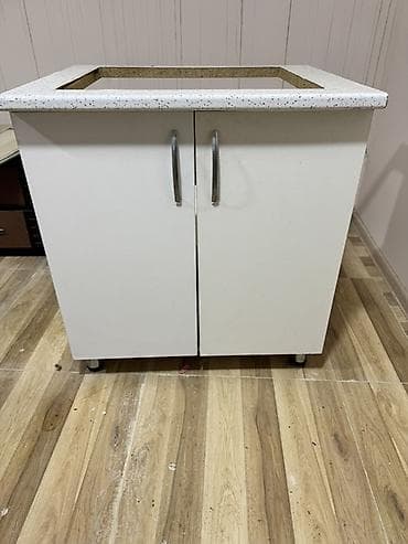 Mətbəx alt dolabı – üst daş səthli, iki qapılı model - Material: ağ