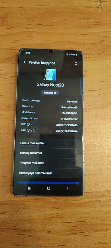 samsung watch 4: Samsung Galaxy Note20, 256 GB, rəng - Yaşıl, İki sim kartlı — 6