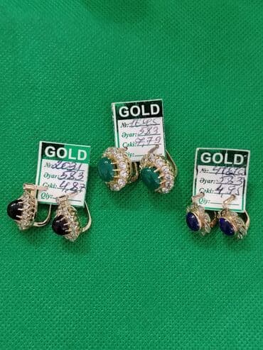 tek qas sirga modelleri: Sırğa, Sarı qızıl, 583 Əyar — 4