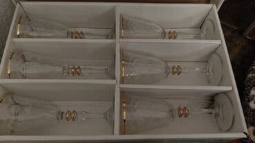 Süfrə qab-qacaqı: Qədəhlər, rəng - Qızılı, Şüşə, 6 ədədli dəst — 3