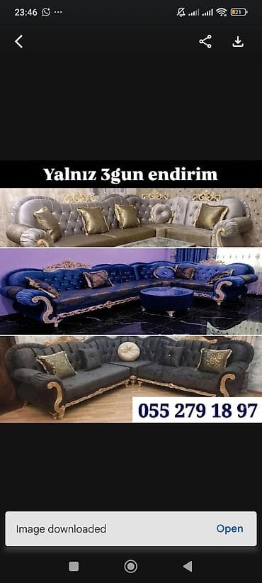 Divan və kreslo dəstləri: Klassik üslubda L formalı yumşaq mebel dəstləri - Dizayn — 1