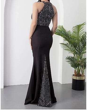 Ətəklər: Qadın gecə/ziyafət donu – qara, parıltılı detallarla - Model: Uzun — 2