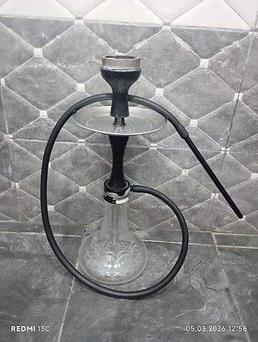 Nargilə dəsti - Şüşə kolba: şəffaf, geniş dibli, ornamental naxışlı — 1