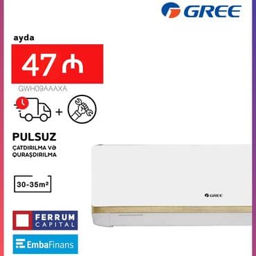 kondisioner pult yay rejimi: Kondisioner Gree, Yeni, 30-35 kv. m, Split sistem, Kredit var, Pulsuz quraşdırılma — 1
