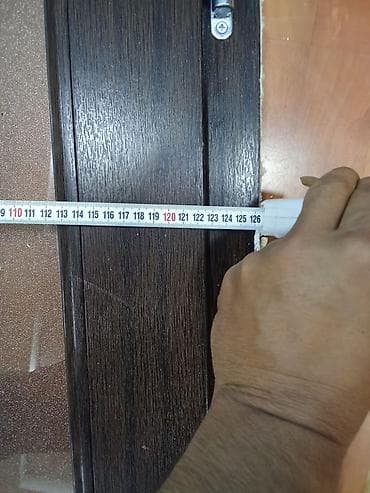 taxta qapi temiri: PVC qapı dəsti – şüşəli, tünd ağac tekstura - Material: PVC profil — 3