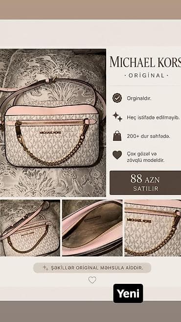 Michael Kors çiyin çantası – orijinal. - Dizayn: MK monoqram naxışlı