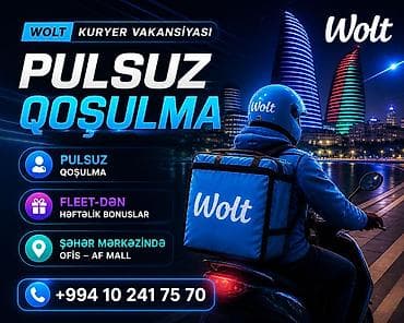 Moto-kuryer tələb olunur, Həftəlik ödəniş, Təcrübəsiz