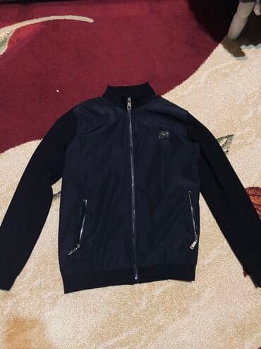 cins pencekler: Qara rəngli kişi yüngül jaketi L Razmer - Dizayn: Tam ön fermuarlı — 1