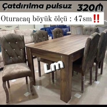 işlənmiş stol stul dəsti sumqayit: Qonaq otağı üçün, Yeni, Açılmayan, Dördbucaq masa, 6 stul — 20