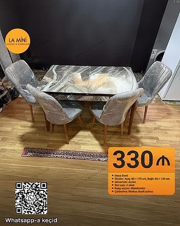 Açılan, Dördbucaq masa, 4 stul