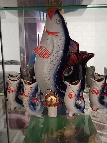 farel balığı: Porcelain “Balıq” qrafin dəsti - Tərkib: 1 ədəd böyük balıq formalı — 1