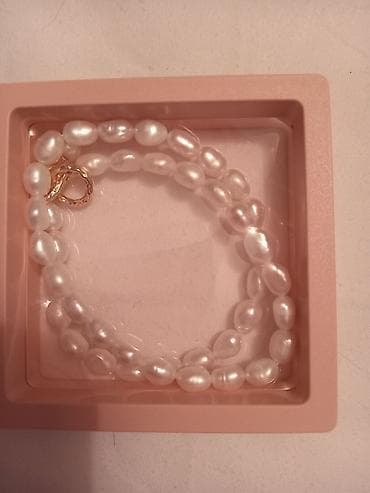 Təbii inci və mirvari anası aksessuar dəsti - Təbii rəngli düyünlü