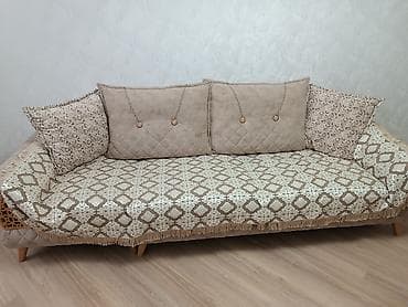 divan: Bej rəngli yumşaq toxumalı divan dəsti - Üslub: müasir-klassik — 2