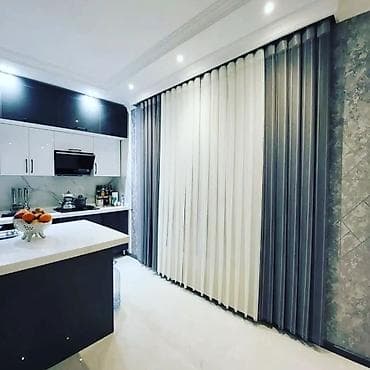 dikey tül perde: Vertikal pərdə sistemi - Dizayn: Zolaqlı vertikal lamellər və arada — 2