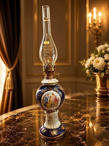 İncəsənət və kolleksiyalar: Porselen neft lampası – klassik üslub - Material: yüksək keyfiyyətli — 1