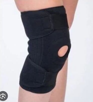 grija uchun karset: Qara rəngdə, diz qapağı açıq, tənzimlənən qayışları olan diz bağı — 1