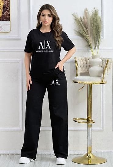 idman dest: Qadın idman dəsti – Armani Exchange (A|X) loqolu - Rəng: qara - — 1