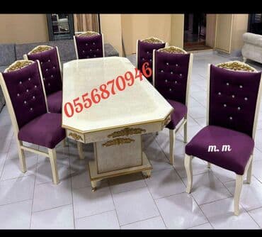 ders masaları: Qonaq otağı üçün, Yeni, Açılmayan, Dördbucaq masa, 6 stul — 4