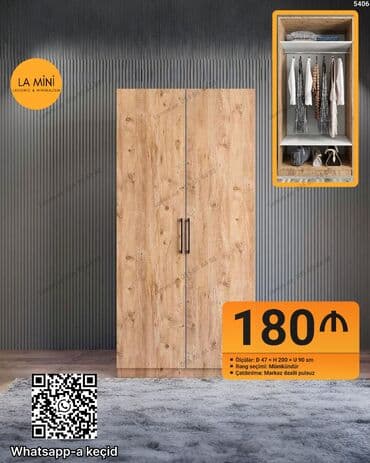 kecə: Açılan, 2 qapılı Düz dolab, Qarderob, paltar dolabı — 1