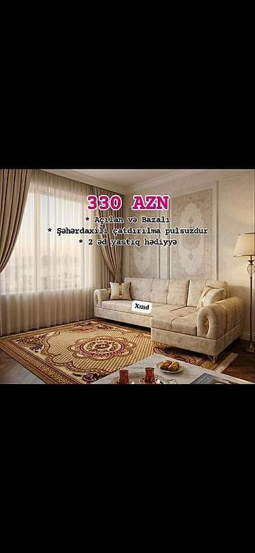 divanlar: Məhsul: Açılan və bazalı künc divan - Ölçü: Geniş oturma sahəli — 1