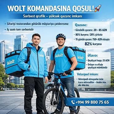 Sürücü-kuryer tələb olunur, Nəqliyyat təmin edilir, Gündəlik ödəniş, Təcrübəsiz