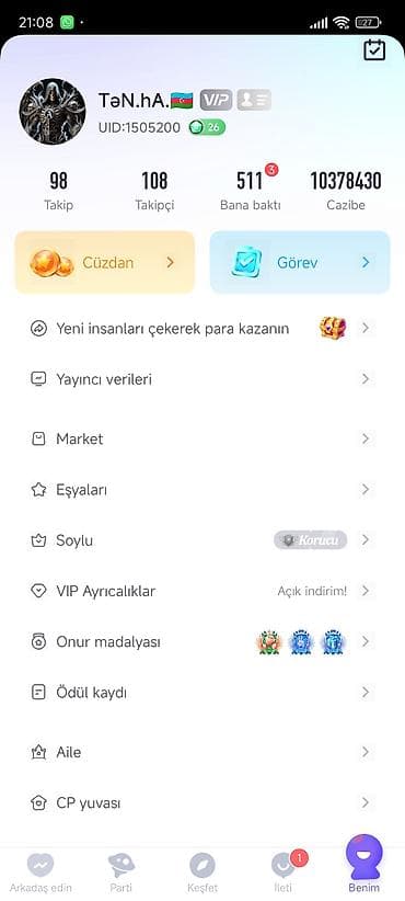 Ev personalı və təmizlik: Satılır: Social app hesabı (VIP və yüksək göstəricilər. Aloparty - — 1
