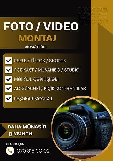 Foto/Video montaj xidmətləri - Reels, TikTok, Shorts üçün qısa video