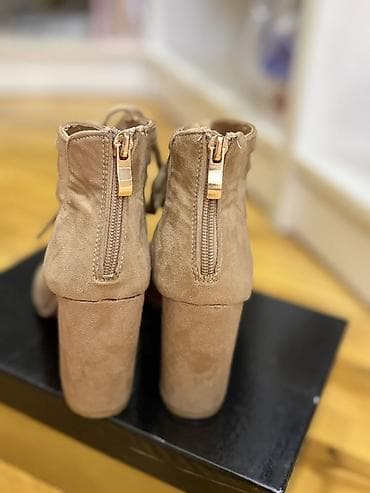 cins donlar: Qadın dabanlı sandalet/bootie - Rəng: bej - Material: süet toxuma - — 3