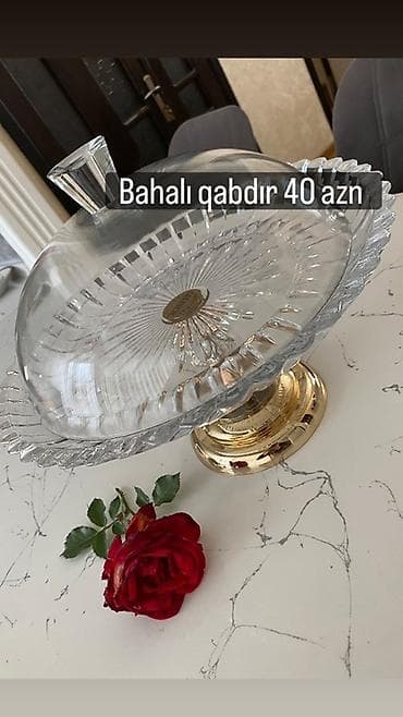 qaz peci satisi: Şüşə meyvə/şirniyyat qabı – zərif dizaynlı - Material: qalın şəffaf — 1