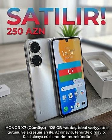 samsung tab a: Honor X7, 128 GB, rəng - Gümüşü — 1