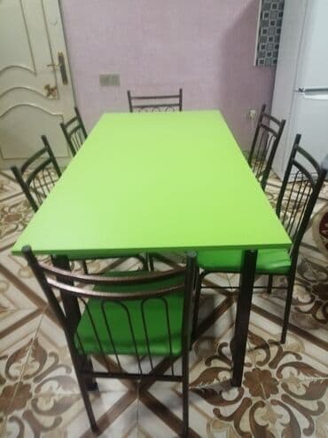 stol stul işlenmiş: Yeni, Künc masa, Açılmayan, Stullar ilə, Metal, Azərbaycan — 12