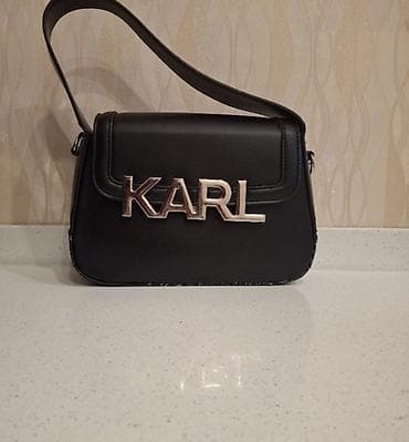 nike jaket: Karl Lagerfeld qadın çantası - Model: Qara rəngli çiyin/çapraz çanta — 9