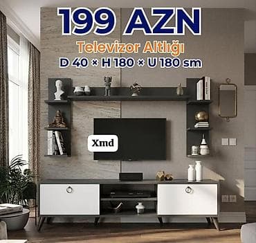 divan olcusu: Televizor altlığı və divar rəfləri dəsti Ölçülər: D 40 × H 180 × U — 1
