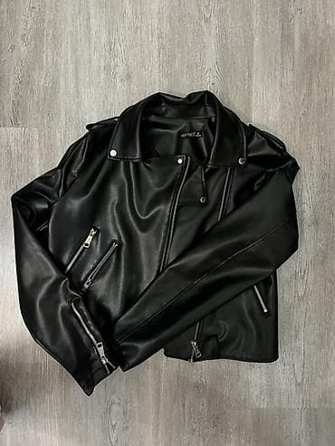 Qara biker üslublu dəri gödəkçə - Marka: Vertex - Rəng: qara, mat