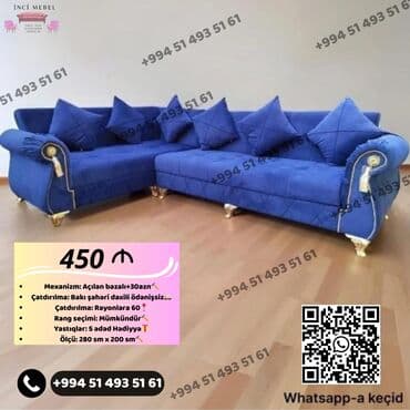 künc dolablar: Künc divan, Qonaq otağı üçün, Parça, Bazalı, Açılan — 1