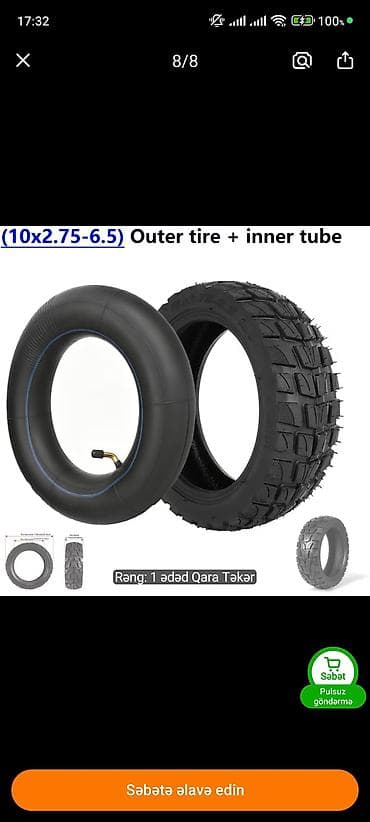 disk teker bmw: Elektrik skuter üçün təkər dəsti - Ölçü: 10x2.75-6.5 - Tərkib: xarici — 1