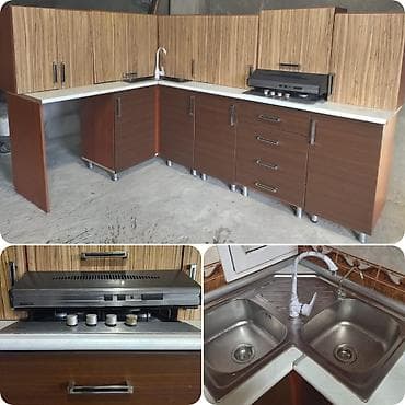 ✔️650 man(Qaraçuxur). Mətbəx mebeli. Ölçü 260×175 sm. Üstünde moyka