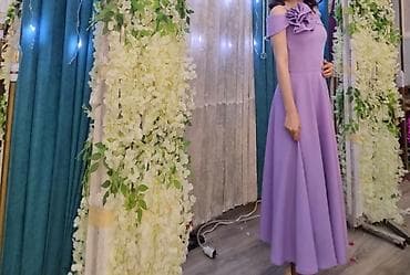 Lilac rəngdə, zərif axıcı parçadan maxi uzunluqda ziyafət/libas. - — 4