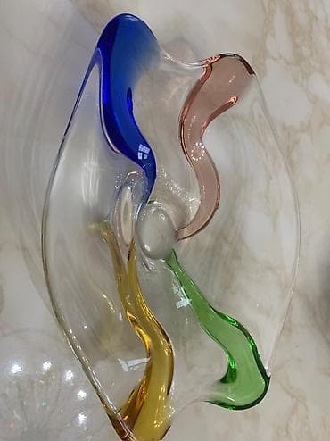 Rəngli şüşə dekor qab - Material: qalın, şəffaf şüşə