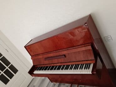 piano şəkli: Akkustik piano – şaquli model (upright). Gövdə parlaq cilalı tünd — 10