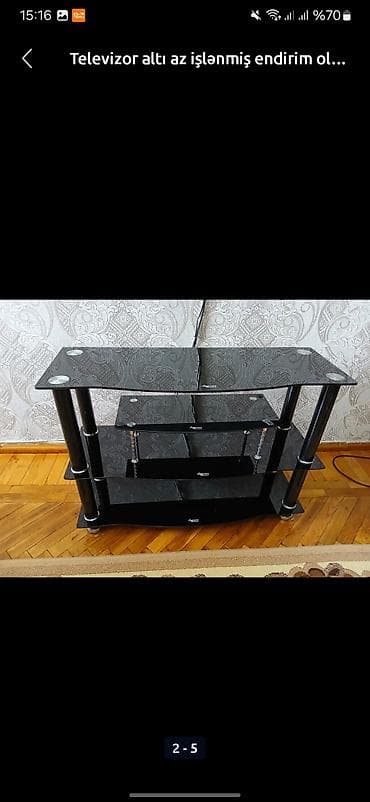 TV altlığı: İşlənmiş, Düz TV altlığı, Polkalı, Şüşəli — 2