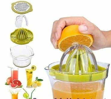 limon sıxan: 4-ü birinde limon ve portağal sıxan.Ölçü qabı ve rende kimi istifade — 2