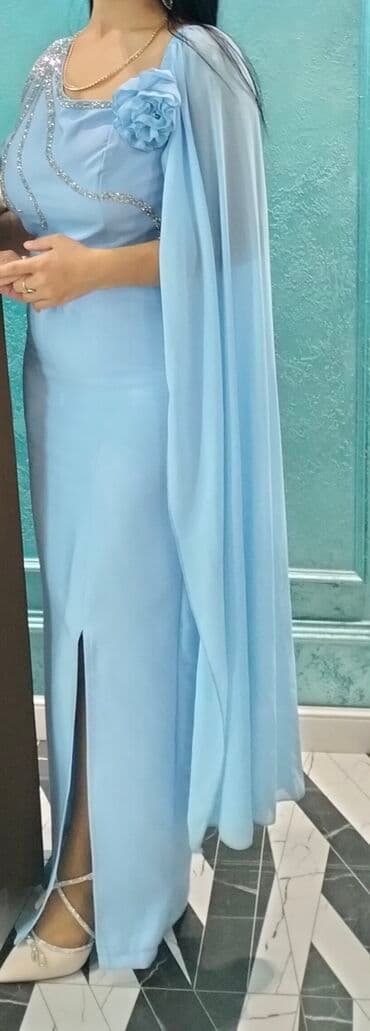 nişan donları 2023: Açıq mavi rəngdə zərif ziyafət geyimi Bir defe geyinilib 85 alinib 40 — 1