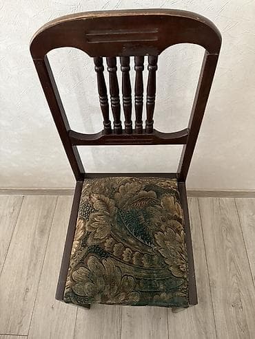 Mebel: Taxta stul - Material: bərk ağac gövdə, tünd qəhvəyi rəngdə laklanmış — 2