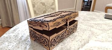 Сундуки: Ağacdan lazer kəsim texnikası ilə hazırlanmış dekorativ qutu - — 3