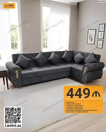 ofis divan: Künc Divan – La Mini - Ölçü: 280 × 200 sm - Mexanizm: Açılan, bazalı — 1